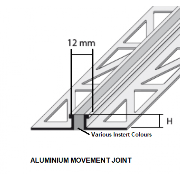 Aluminium Movement Joint Various Heights and Colour Inserts; 2.5 LM
