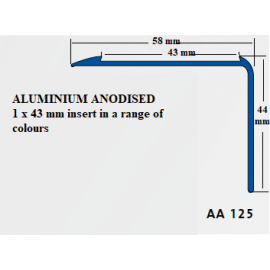 Aluminium Anodised Stair Nosing with 43 mm insert 2.5LM AA125