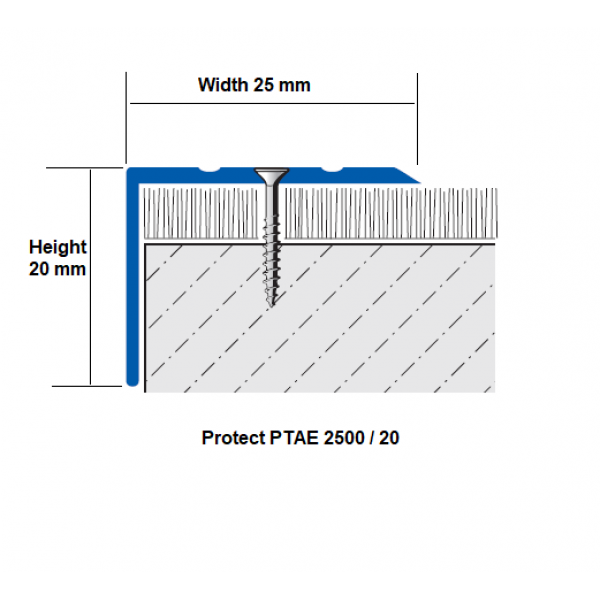 Aluminium Stair Nosing PTAE 25x20 mm; 2.7 LM