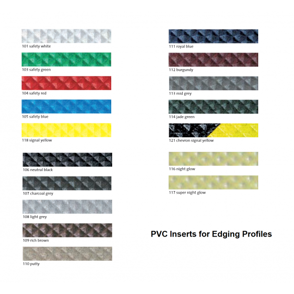 13 mm x 100 CM PVC Stair Nosing Inserts Various Colours Sold in 1-25 M Rolls